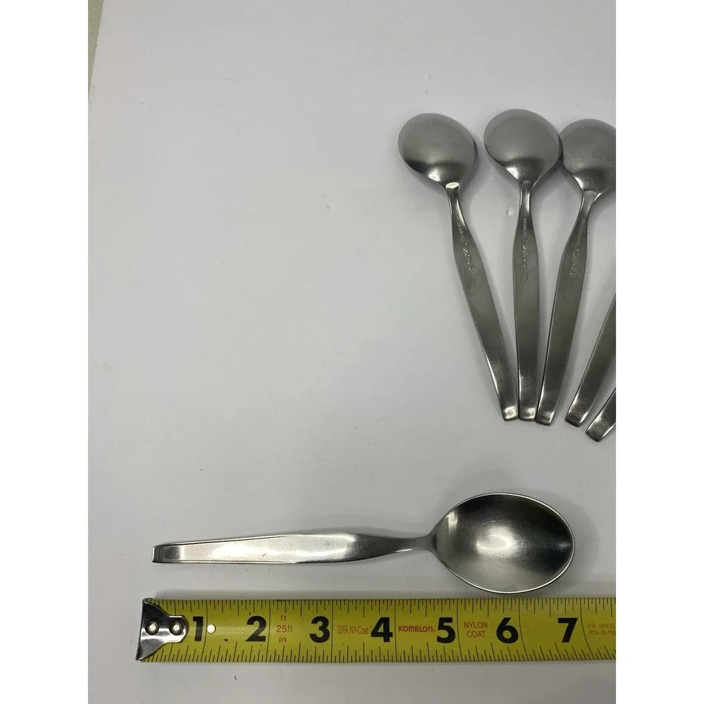 Noritake Fantasy Oval Soup Spoons Stainless Flatware 7